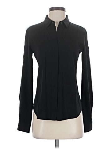 Theory Long Sleeve Silk Top (view 1)