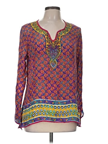 Tolani Long Sleeve Silk Top (view 1)