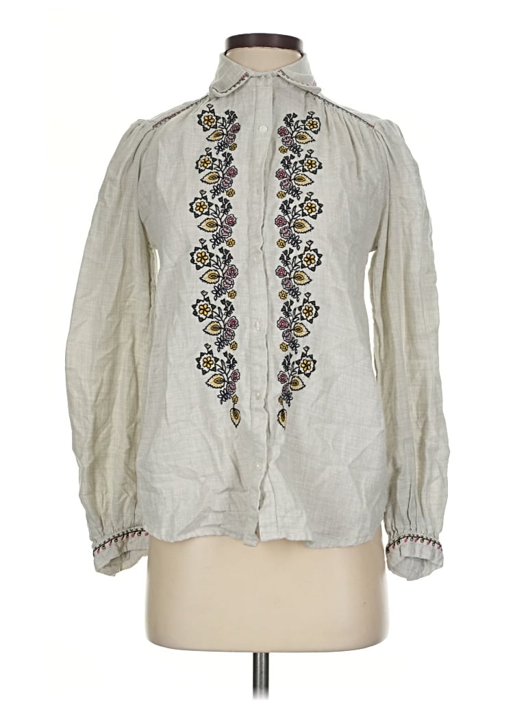 Pre-owned Max Studio Long Sleeve Blouse In Ivory