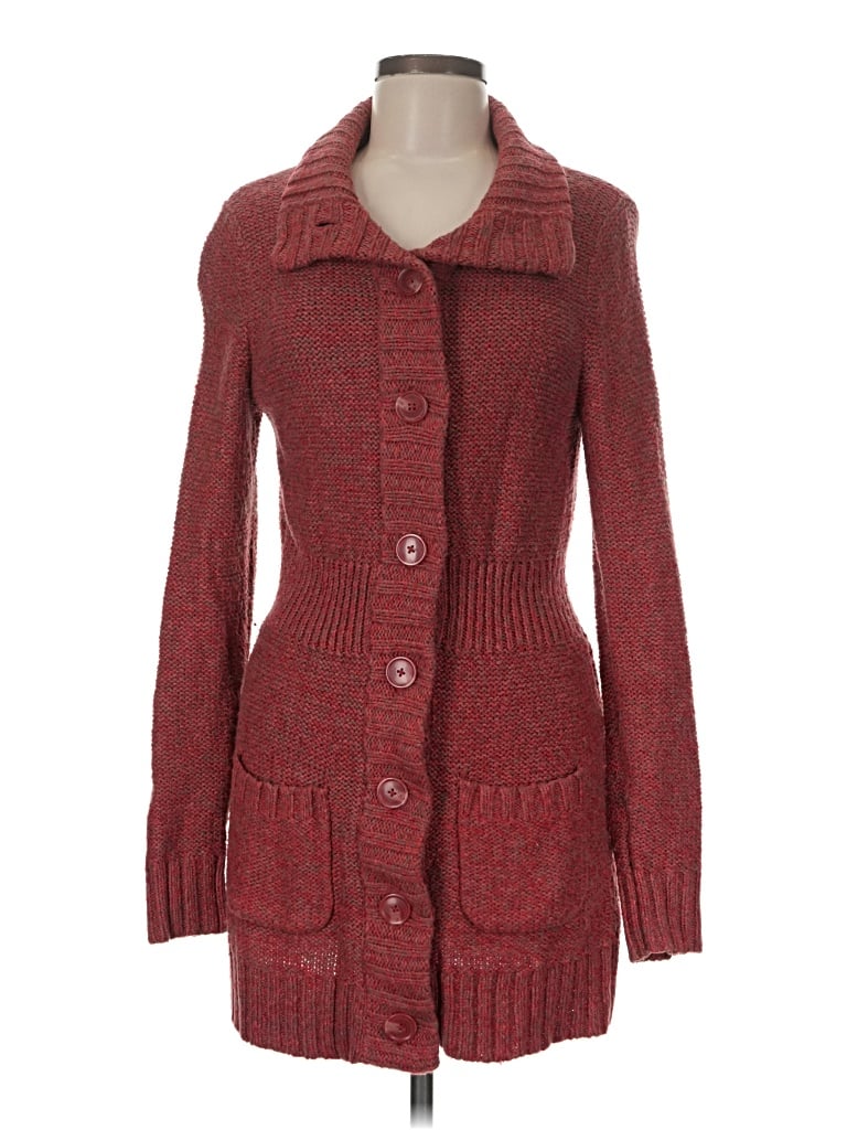 Pre-owned Merona Long Sleeve Top Burgundy Square Neckline Tops