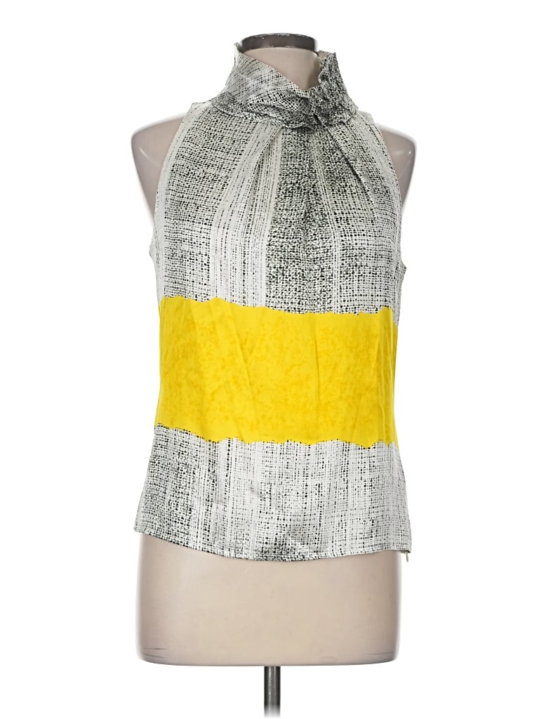Pre-owned Etcetera Sleeveless Silk Top Yellow Halter Neckline Tops