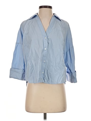 Zara 3/4 Sleeve Button-Down Shirt (view 1)