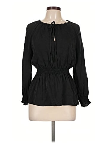 Theory Long Sleeve Silk Top (view 1)