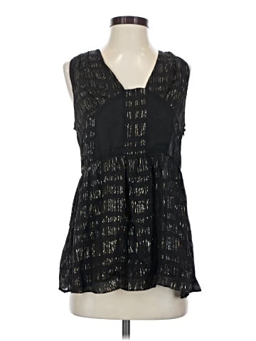 Line & Dot Sleeveless Silk Top (view 1)