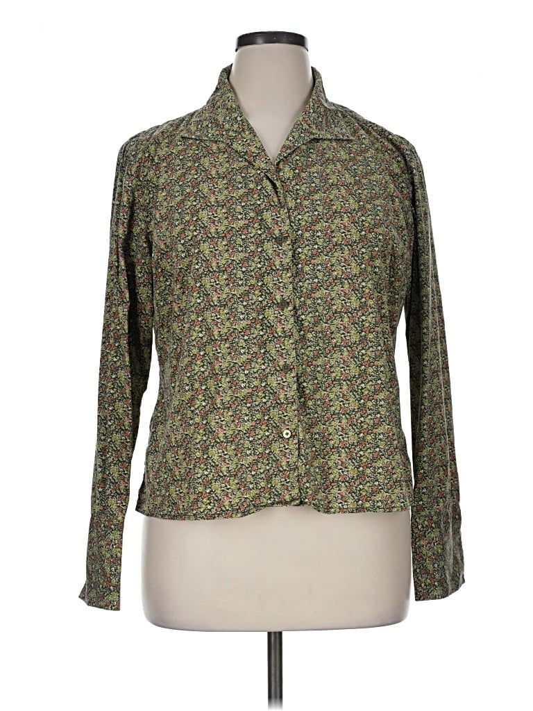 Pre-owned Relativity Long Sleeve Blouse In Green