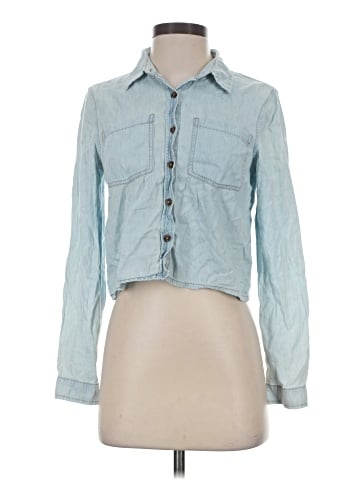 Charlotte Russe Long Sleeve Button-Down Shirt (view 1)
