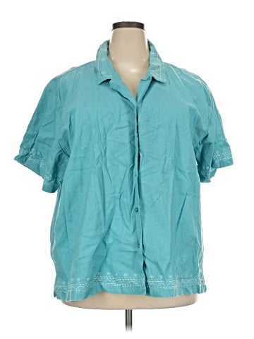 Denim & Co Short Sleeve Button-Down Shirt (view 1)