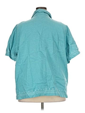 Denim & Co Short Sleeve Button-Down Shirt (view 2)