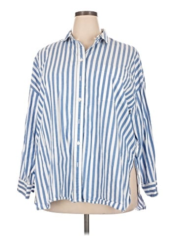 Madewell The Signature Poplin Oversized Shirt in Springy Stripe (view 1)