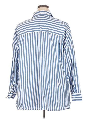 Madewell The Signature Poplin Oversized Shirt in Springy Stripe (view 2)