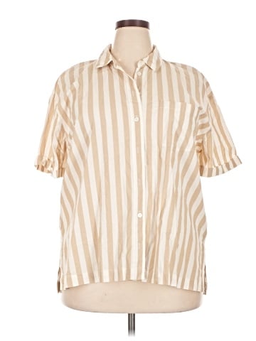 Madewell Signature Poplin Short-Sleeve Button-Down Shirt in Leray Stripe (view 1)