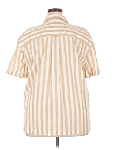 Madewell Signature Poplin Short-Sleeve Button-Down Shirt in Leray Stripe (view 2)