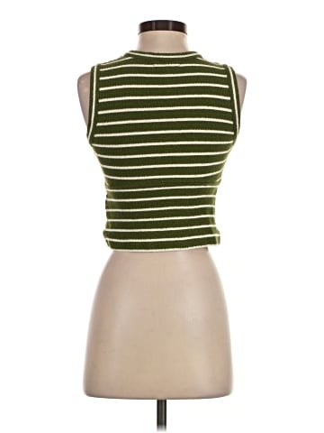 Madewell Split-Crewneck Cardigan Tank in Stripe (view 2)