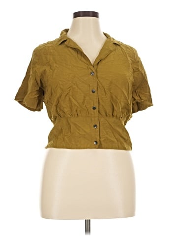 Madewell Drapey Banded-Bottom Button-Down Top (view 1)
