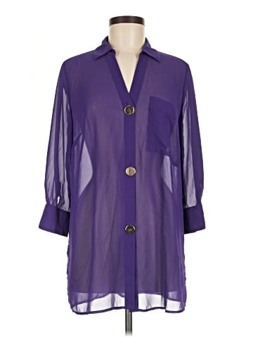 Alfani 3/4 Sleeve Button-Down Shirt (view 1)