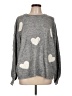 Hem & Thread Hearts Gray Pullover Sweater Size L - photo 1