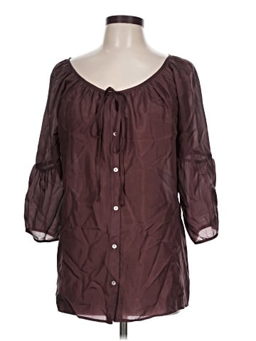 Velvet 3/4 Sleeve Silk Top (view 1)