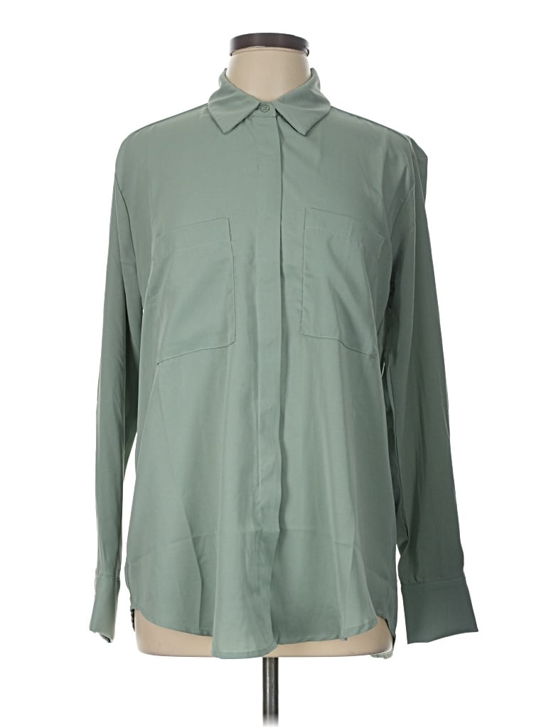 Pre-owned Hyfve Long Sleeve Blouse In Green