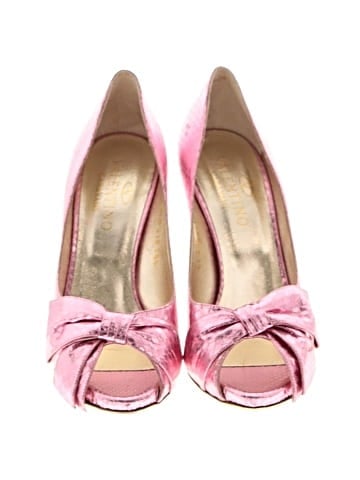 Valentino Embossed Leather Bow Peep Toe Pumps (view 2)