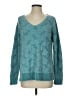 Soft Surroundings 100% Polyester Chevron-herringbone Teal Pullover Sweater Size S - photo 1