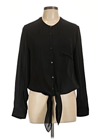 Theory Long Sleeve Silk Top (view 1)