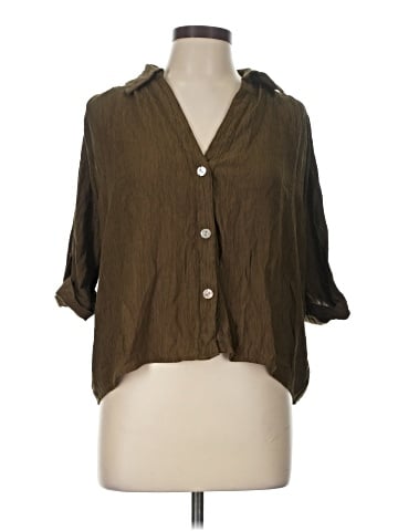 Zara 3/4 Sleeve Button-Down Shirt (view 1)