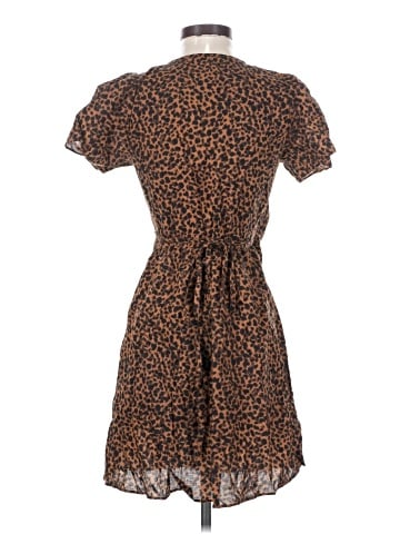Madewell Flutter-Sleeve Wrap Mini Dress in Painted Leopard (view 2)
