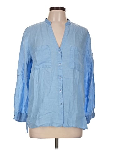 Zara 3/4 Sleeve Button-Down Shirt (view 1)