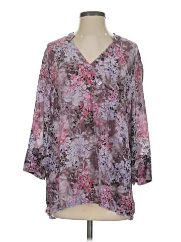 Tianello 3/4 Sleeve Silk Top (view 1)