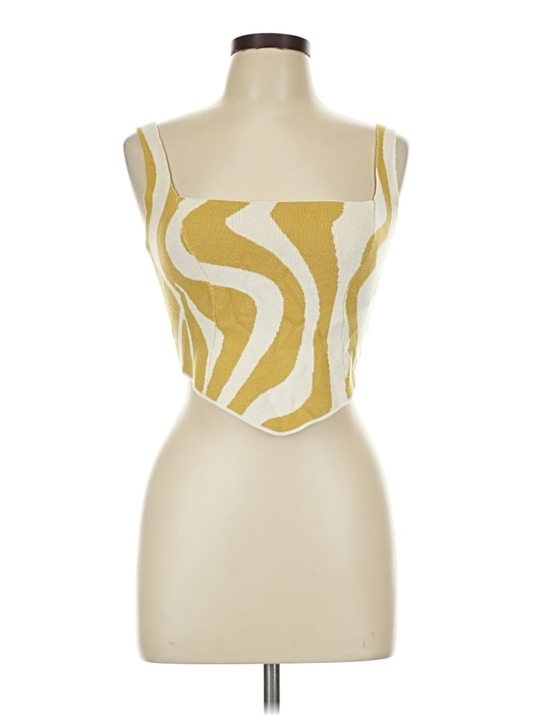 Pre-owned Pretty Garbage Tank Top Gold Strapless Neckline Tops