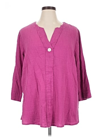 Purejill 3/4 Sleeve Button-Down Shirt (view 1)