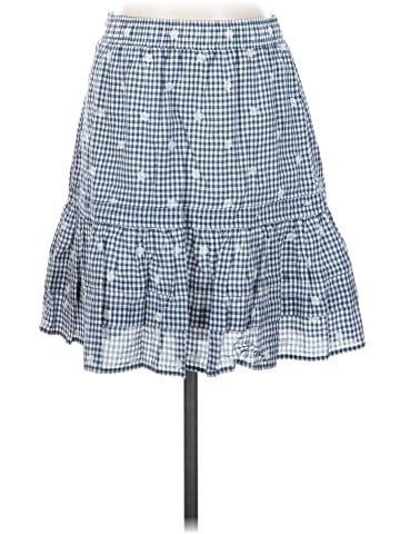 Madewell Embroidered Tiered Pull-On Mini Skirt in Gingham Check (view 1)