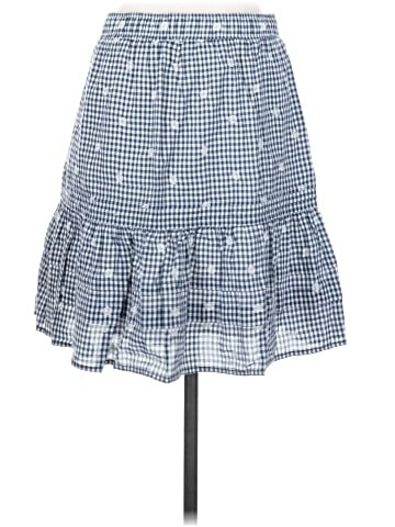 Madewell Embroidered Tiered Pull-On Mini Skirt in Gingham Check (view 2)