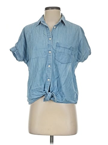 Madewell Denim Short-Sleeve Tie-Front Shirt (view 1)