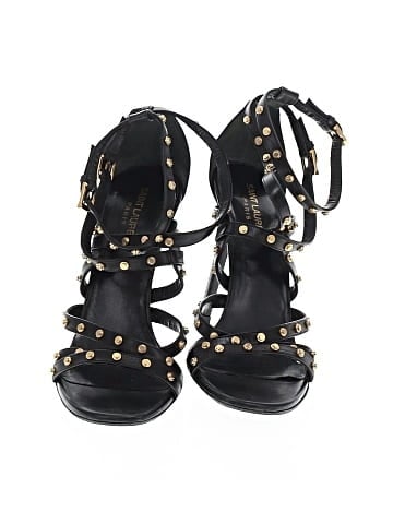 Saint Laurent Leather Studded Jerry Sandals (view 2)