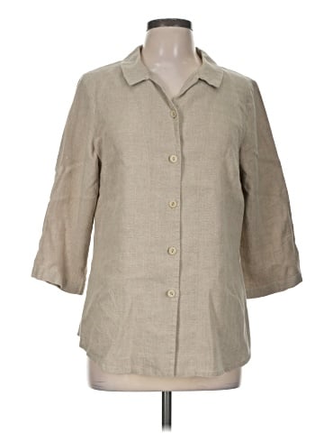 Flax 3/4 Sleeve Button-Down Shirt (view 1)