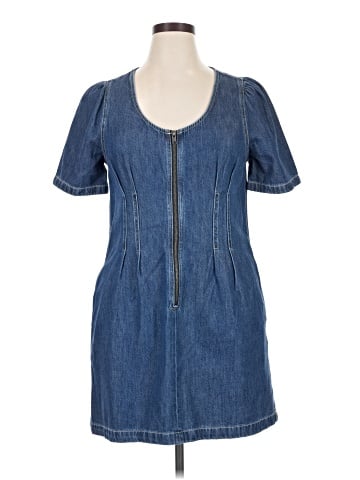 Madewell Denim Darted Mini Dress in Pixie Wash (view 1)