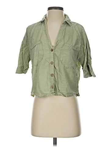 Zara 3/4 Sleeve Button-Down Shirt (view 1)