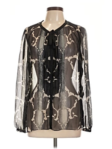 Elie Tahari Long Sleeve Silk Top (view 1)