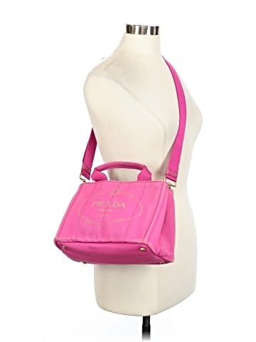 Prada Canapa Canvas Logo-Print Small Bag (view 2)