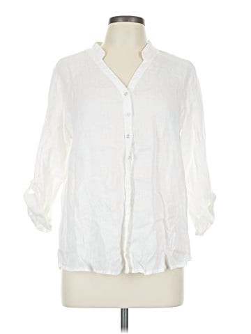 JM Collection 3/4 Sleeve Button-Down Shirt (view 1)