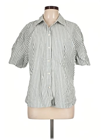 Madewell Oversized Boxy Button-Up Shirt in Stripe Signature Poplin (view 1)