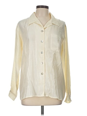 Petite Sophisticate Long Sleeve Silk Top (view 1)