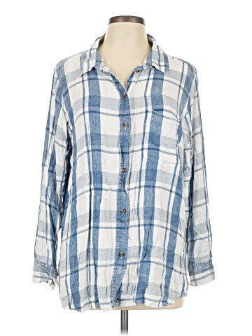 American Eagle Outfitters 3/4 Sleeve Button-Down Shirt (view 1)