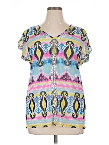 INC International Concepts Short Sleeve Blouse (view 1)