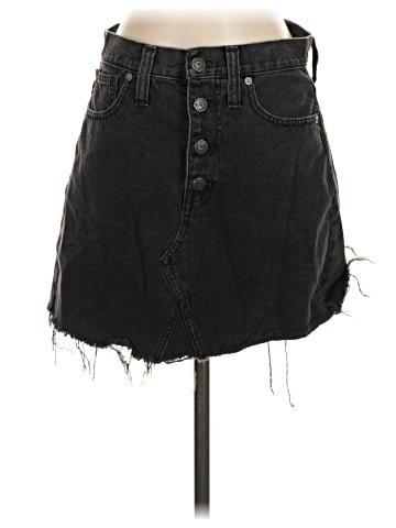 Madewell Rigid Denim A-Line Mini Skirt in Lunar Wash: Button-Front Edition (view 1)