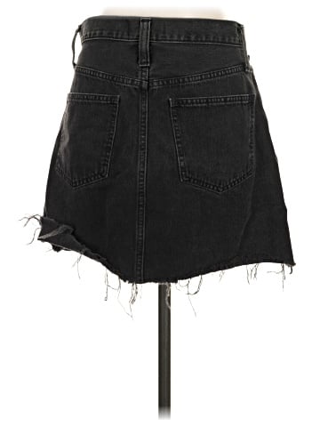 Madewell Rigid Denim A-Line Mini Skirt in Lunar Wash: Button-Front Edition (view 2)