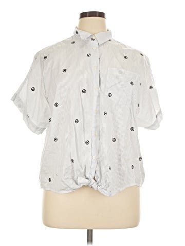 Madewell Embroidered Peace Sign Short-Sleeve Tie-Front Shirt (view 1)