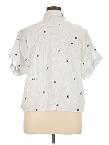 Madewell Embroidered Peace Sign Short-Sleeve Tie-Front Shirt (view 2)