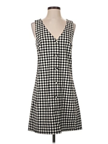 Madewell V-Neck Mini Vest Dress in Gingham (view 1)